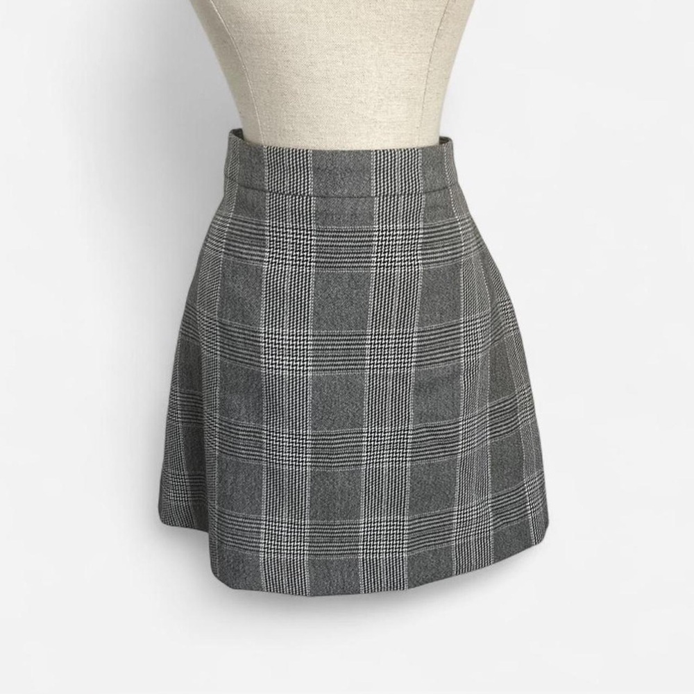 Express Gray Plaid A-Line Mini Skirt